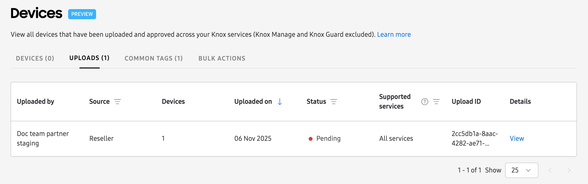 Approve a device upload