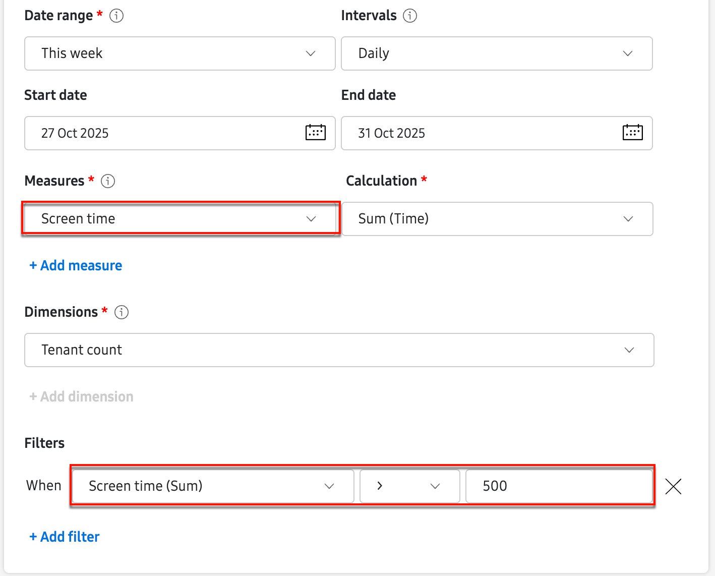 Dynamic Data Export measure dimension conflict tooltip