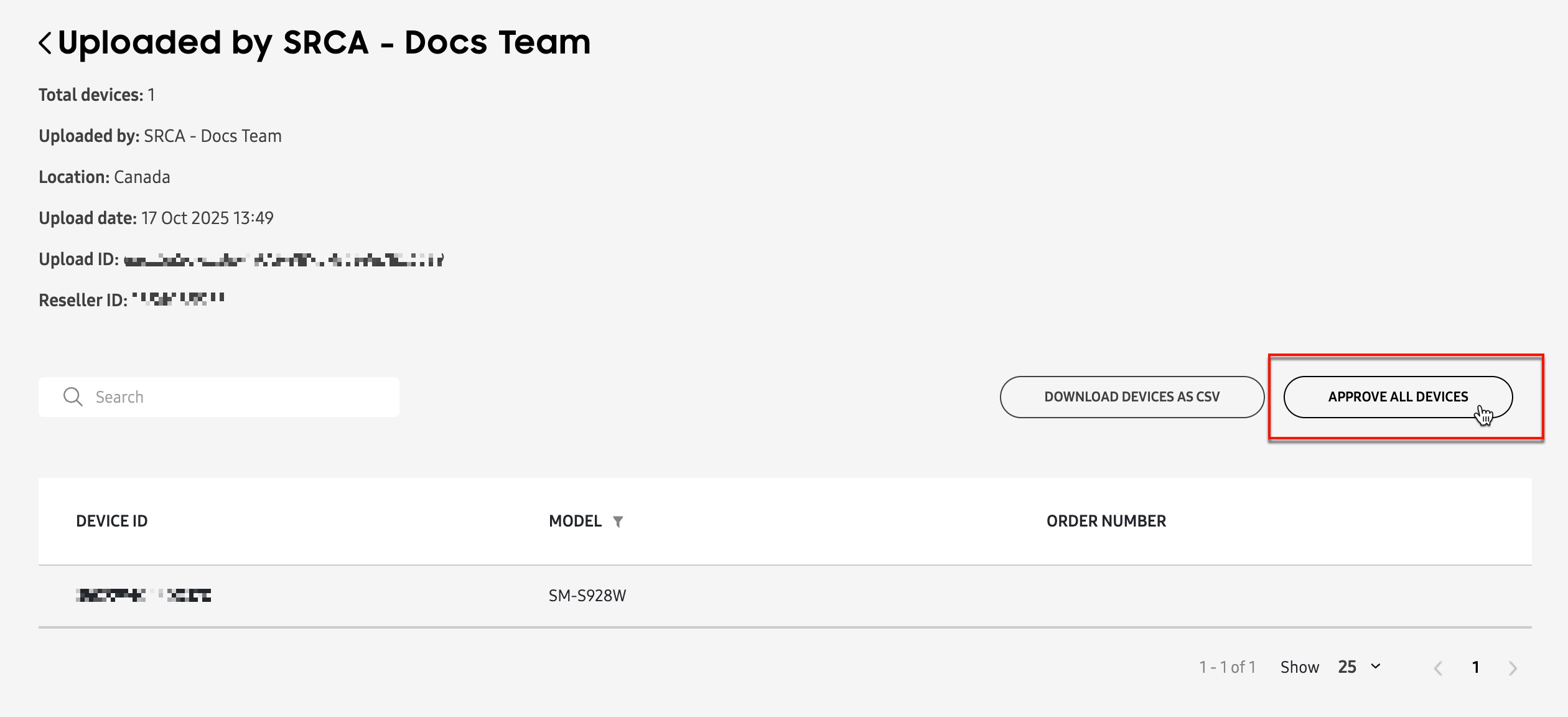 Approve pending reseller upload