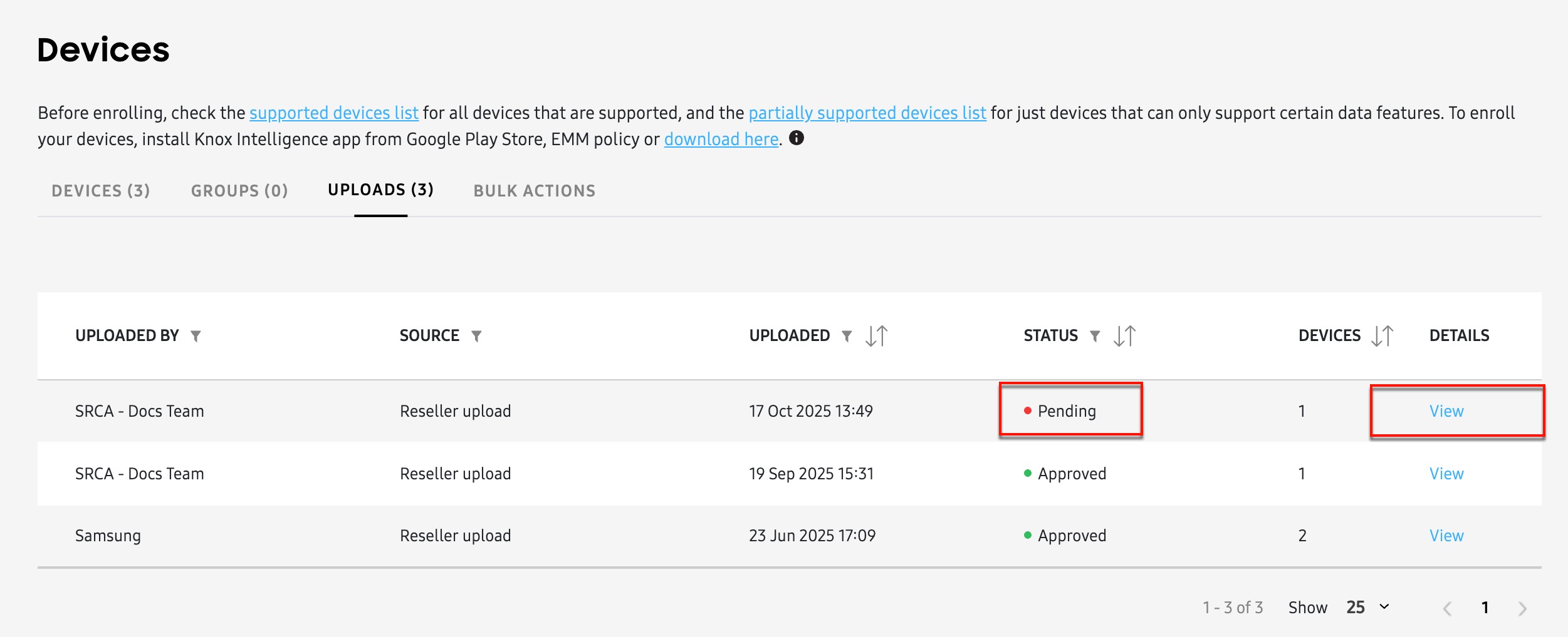 View pending reseller upload