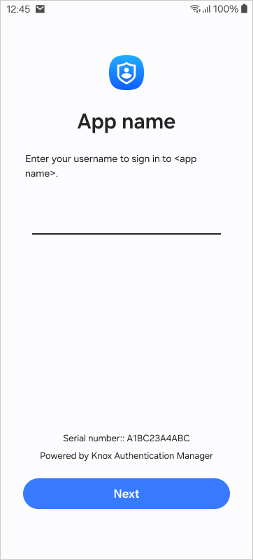 sign in username screen.