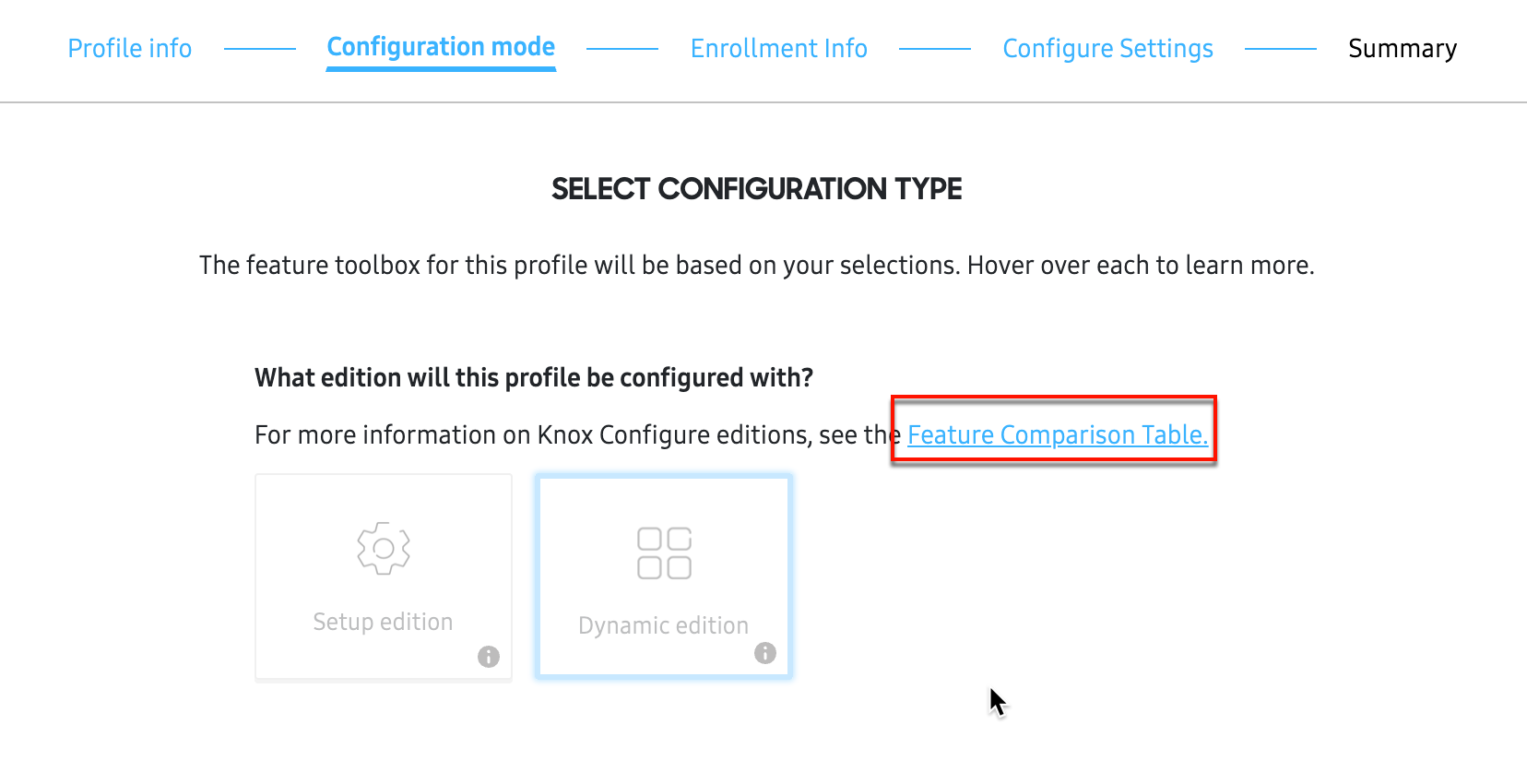 Feature comparison table