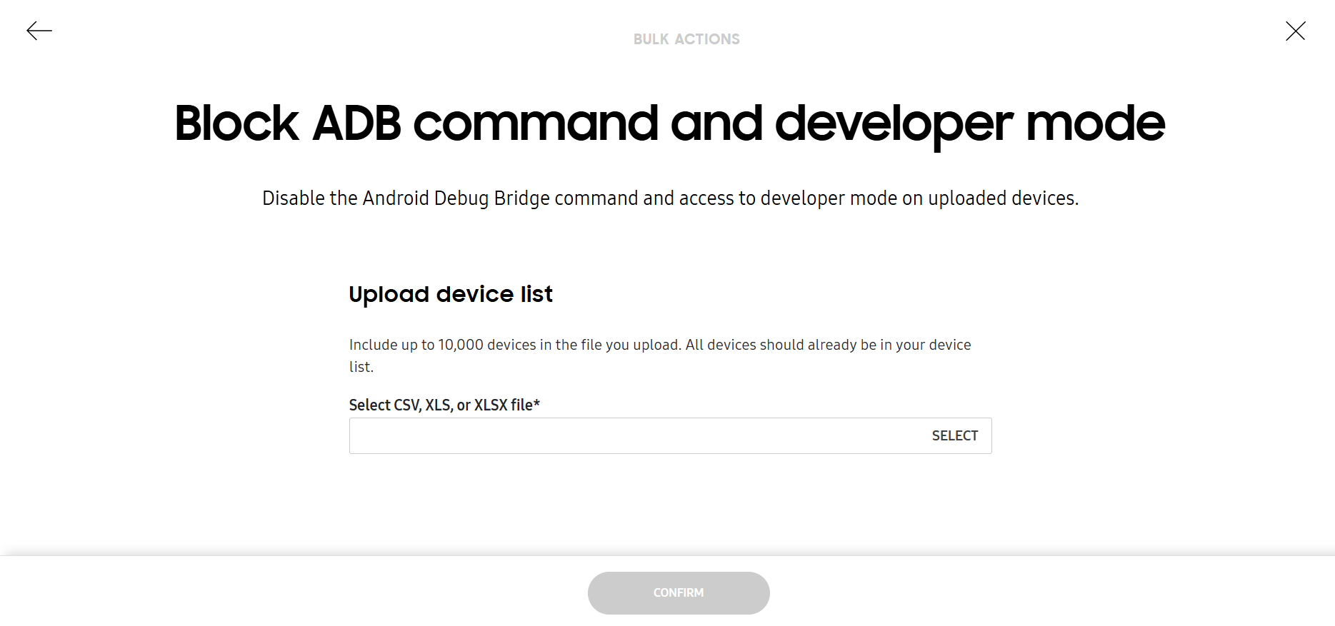 Block adb command and developer mode in bulk page.