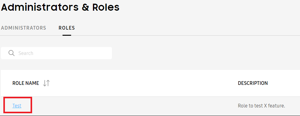 Click the ROLE NAME in the Roles tab.
