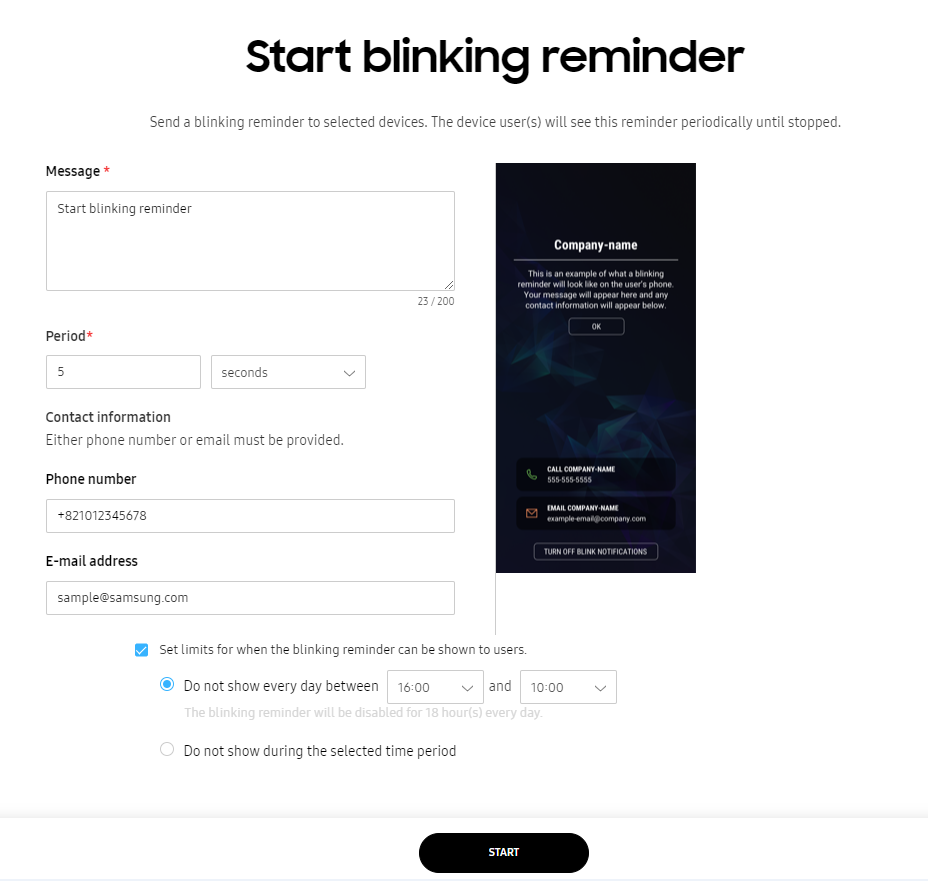 Start blinking reminder.