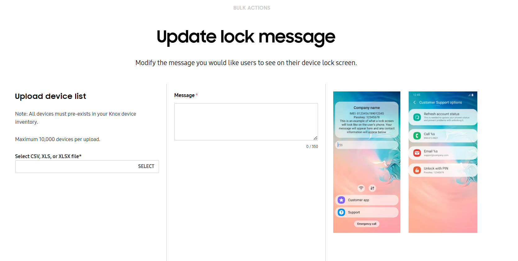 Update lock message in bulk.