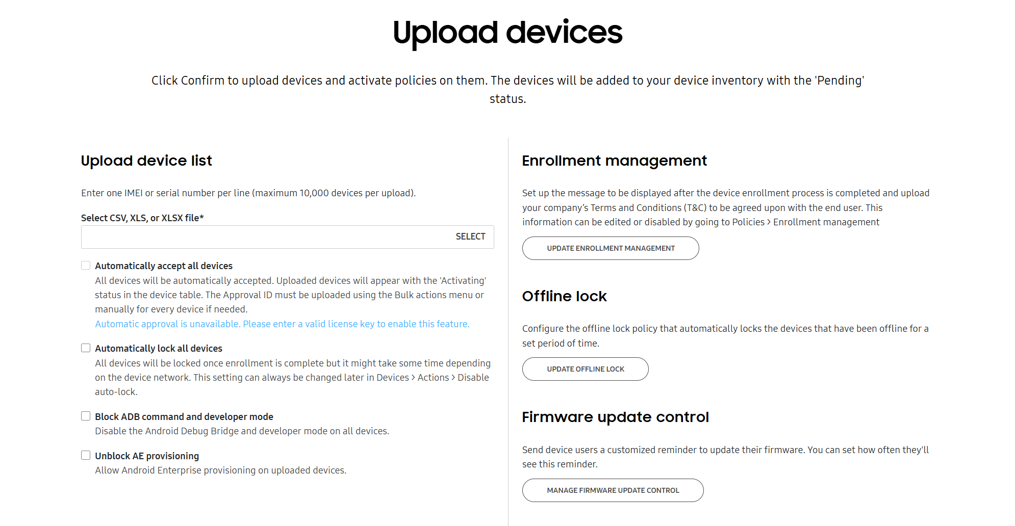 Upload devices to Knox Guard.