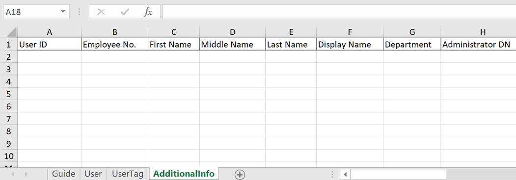 Bulk register users - AdditionalInfo sheet