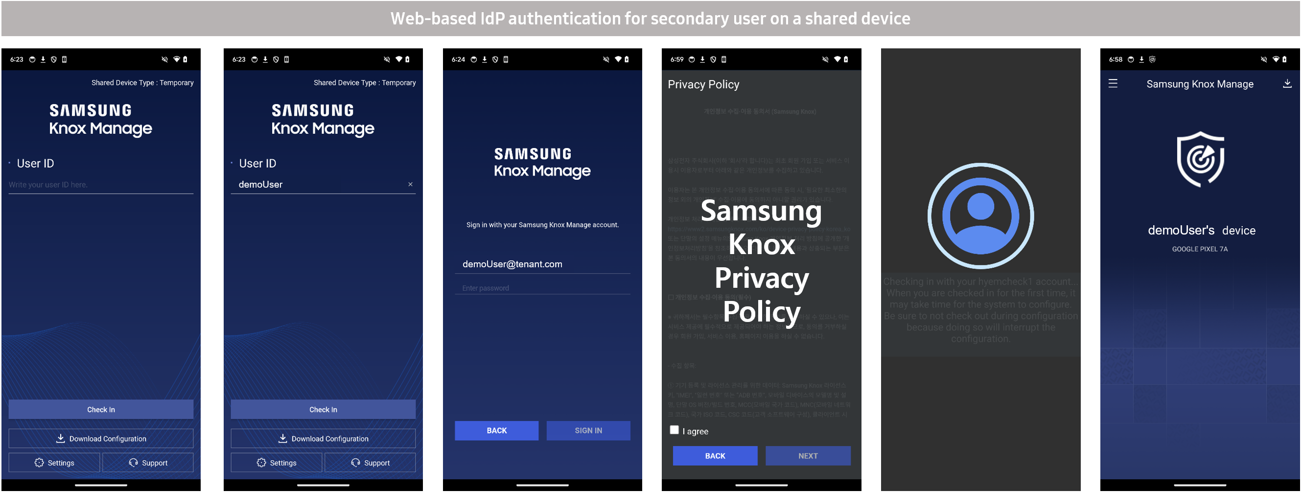 Web-based IdP authentication for secondary user on a shared device