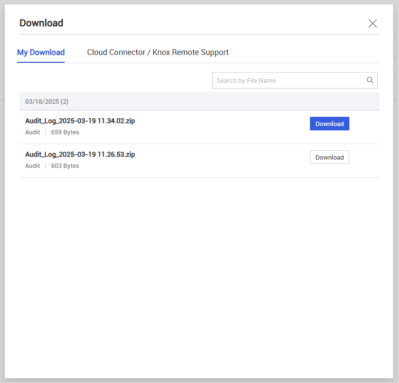 Download audit log
