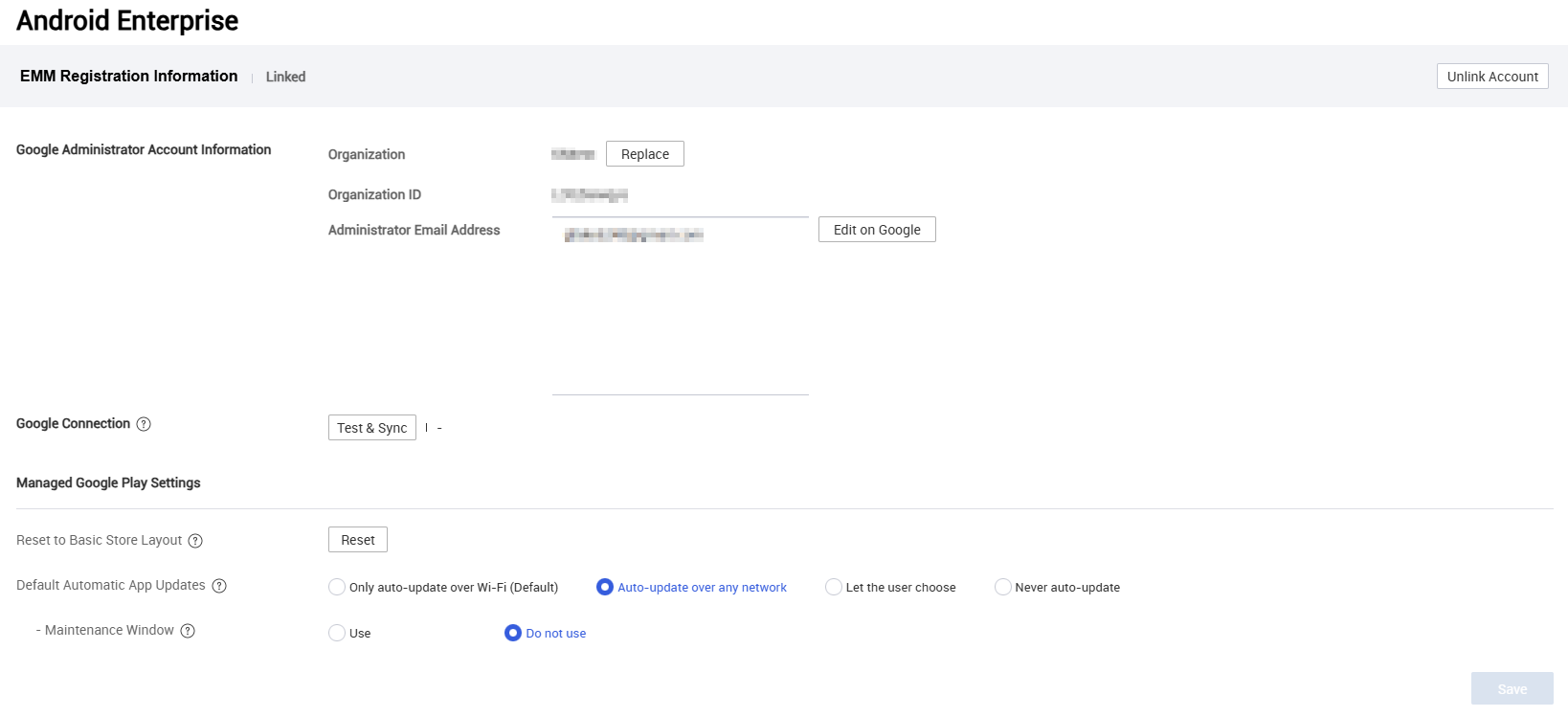 Google's Create Admin Account page