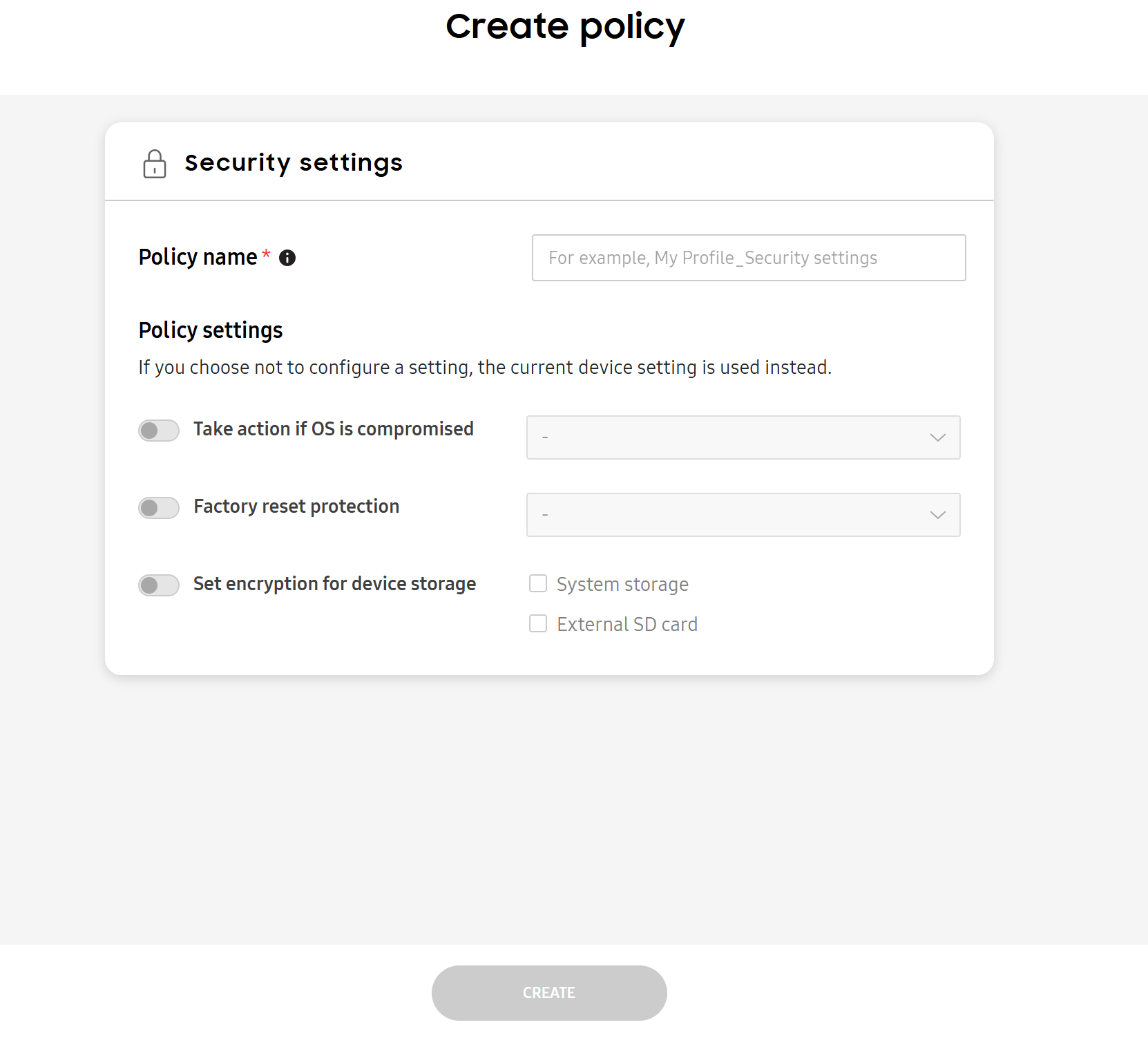 Create a policy