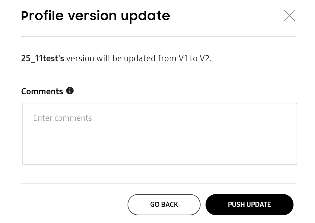 Profile version update dialog