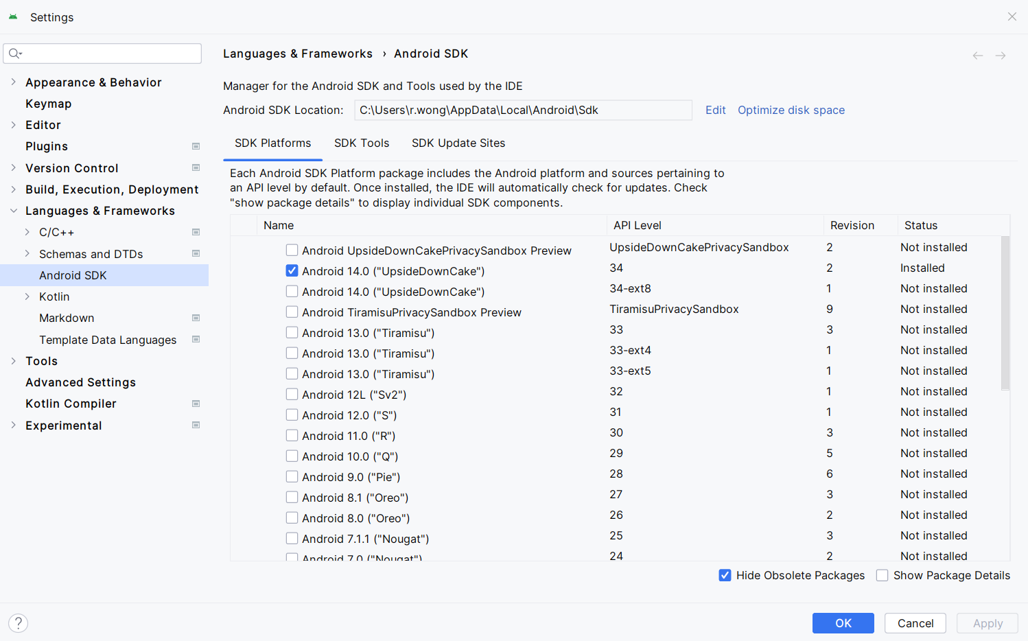 SDK Manager on Android Studio