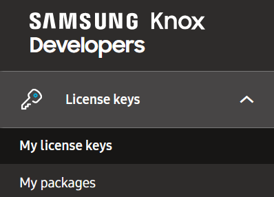 Navigation pane to My license keys