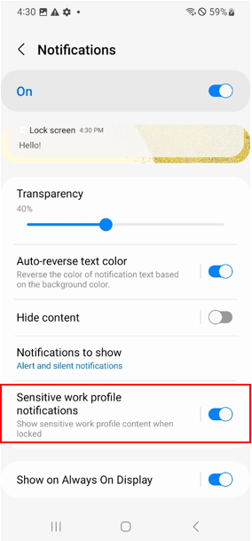 Notifications work profile