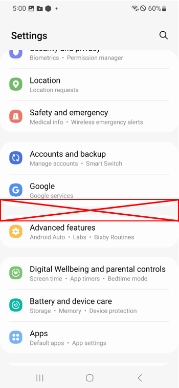 Settings for work profile