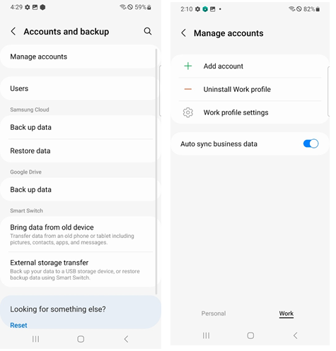 Uninstall work profile