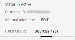 Devices tab on customer's page