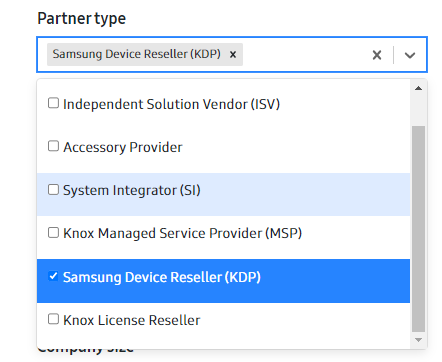 Choose partner type KDP.