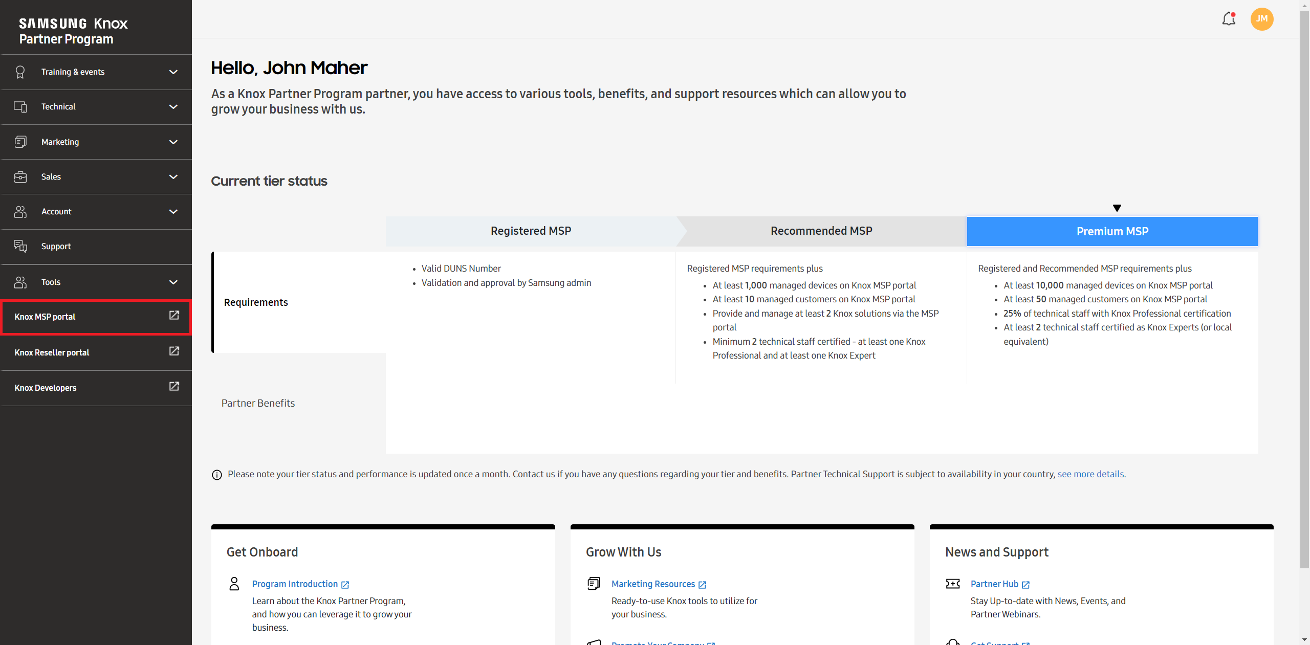 Navigate Knox Partner Portal